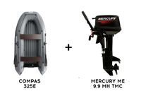 купить Лодка ПВХ COMPAS 325E + 2х-тактный лодочный мотор MERCURY ME 9.9 MH TMC (247CC) в Москве - фото 