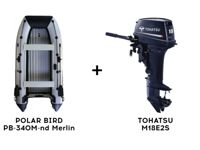 купить Лодка ПВХ POLAR BIRD PB-340M-nd Merlin (Кречет) + 2х-тактный лодочный мотор TOHATSU M18E2S в Москве - фото 