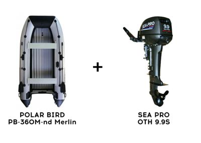 купить Лодка ПВХ POLAR BIRD PB-360M-nd Merlin (Кречет) + 2х-тактный лодочный мотор SEA PRO OTH 9.9S в Москве - фото 