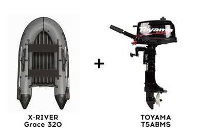 Лодка ПВХ X-RIVER Grace 320 + 2х-тактный лодочный мотор TOYAMA T5ABMS в Москве