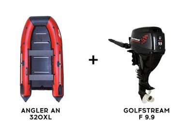 Лодка ПВХ ANGLER AN 335XL + 4х-тактный лодочный мотор GOLFSTREAM F 9.9 BMS в Москве