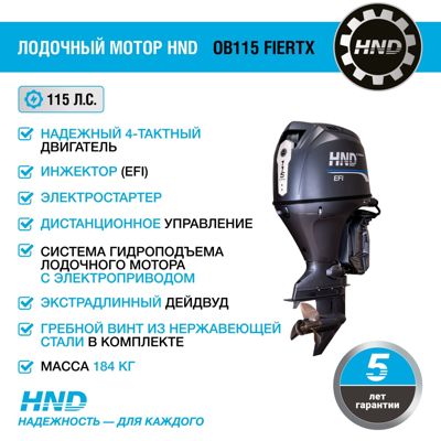 купить 4х-тактный лодочный мотор HND OB115 FIERTX в Москве - фото 