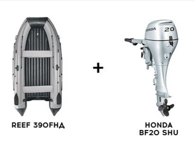 Лодка ПВХ REEF 390FНД + 4х-тактный лодочный мотор HONDA BF20 SHU в Москве