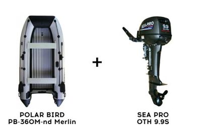 Лодка ПВХ POLAR BIRD PB-360M-nd Merlin (Кречет) + 2х-тактный лодочный мотор SEA PRO OTH 9.9S в Москве